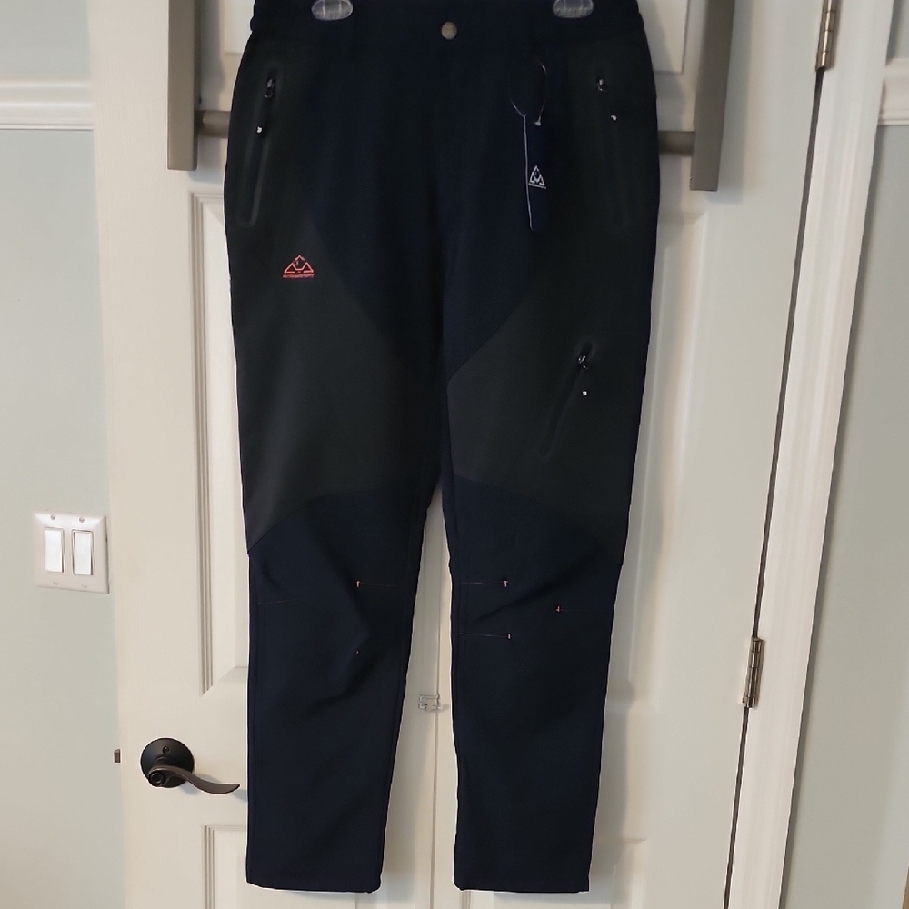Blue Straight Leg Pants with Textured Fabric
